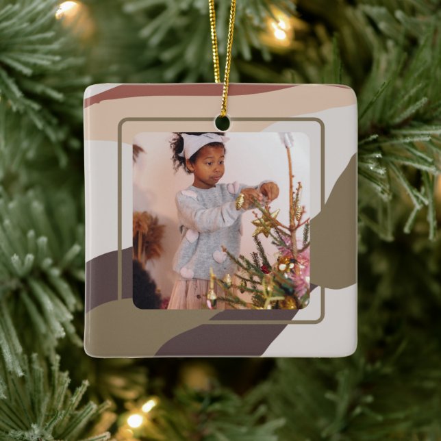 Retro Abstract Photo Christmas Ceramic Ornament (Tree)