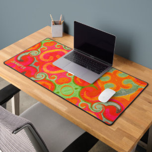 Retro Abstract Playful Boho Design Name Desk Mat