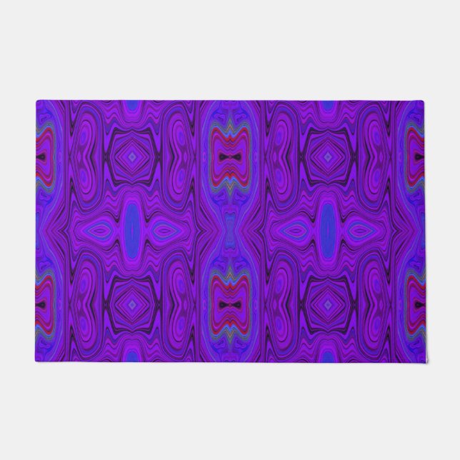 Retro Abstract Purple and Royal Blue Pattern Doormat (Front)