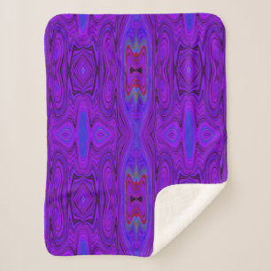 Retro Abstract Purple and Royal Blue Pattern Sherpa Blanket