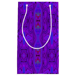 Retro Abstract Purple and Royal Blue Pattern Small Gift Bag