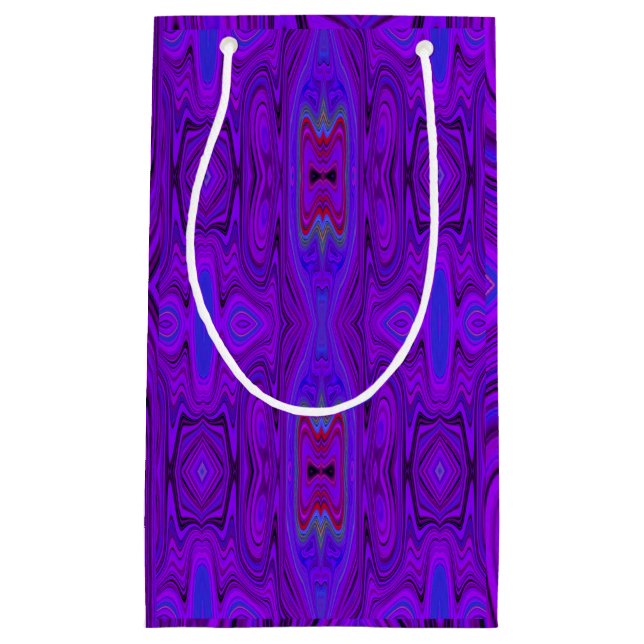 Retro Abstract Purple and Royal Blue Pattern Small Gift Bag (Front)