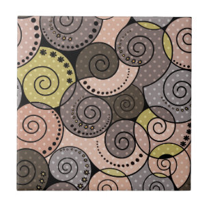 Retro, abstract , spirals ceramic tile