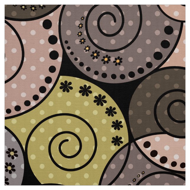 Retro, abstract , spirals fabric (Swatch)