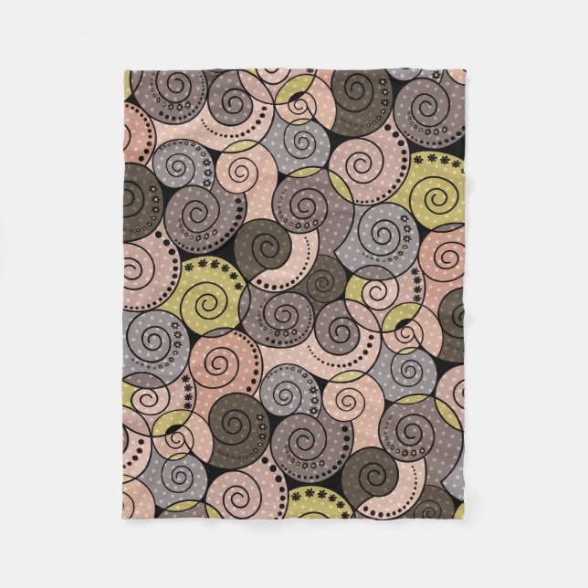 Retro, abstract , spirals fleece blanket (Front)