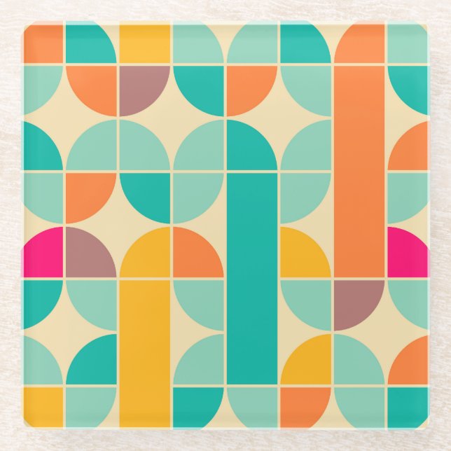 Retro Abstract: Timeless Seamless Design. Glass Coaster (Front)