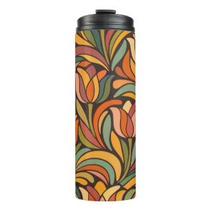 Retro Abstract Tulip Floral Pattern Thermal Tumbler