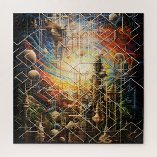 Retro Abstract Urban Skylines Jigsaw Puzzle