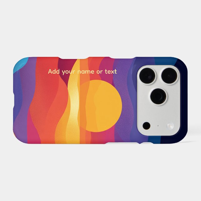 Retro Abstract Vibrant Sunset Custom Name (Back Horizontal)