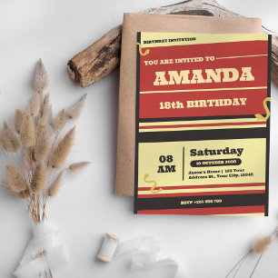 Retro Abstract Vintage 18th Birthday Invitation