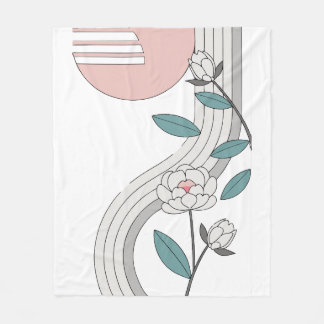Retro Abstract Wavy Floral Garden Art Fleece Blanket