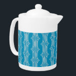 Retro Abstract White Lines on Blue Pattern<br><div class="desc">Unique and interesting are the words that come to mind as you look upon this classic retro abstract geometric white wavy lines on a beautiful blue background pattern that is oh so mid-century modern and super cute as well. This minimalist geometric white and blue pattern translates perfectly to both fashion...</div>