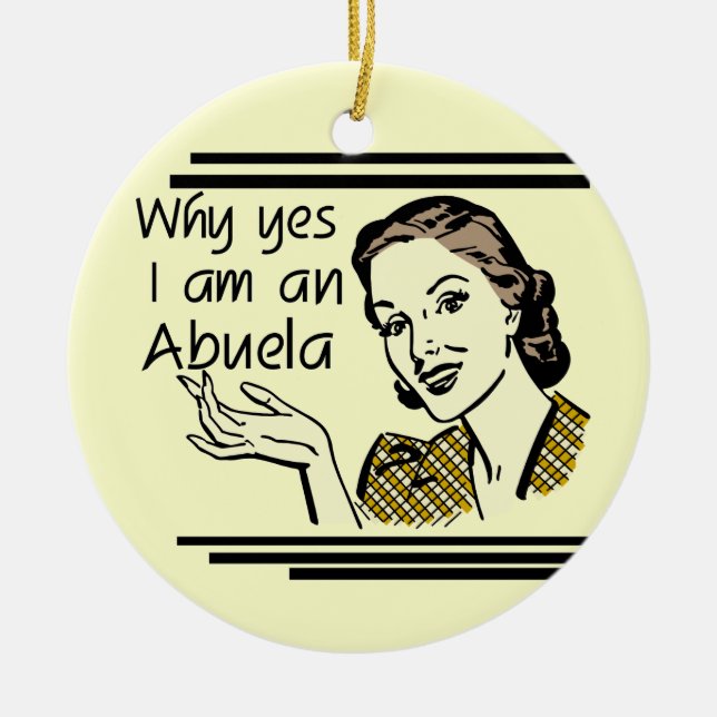 Retro Abuela T-shirts and Gifts Ceramic Tree Decoration (Front)