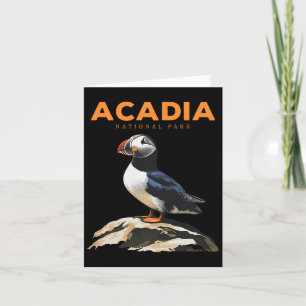 Retro Acadia National Park Atlantic Puffin Bird Lo Card