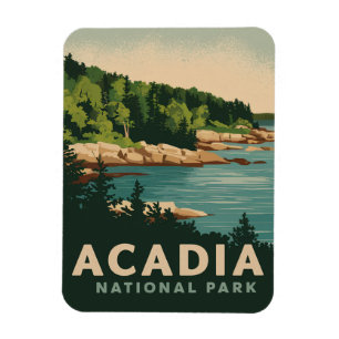 Retro Acadia National Park Bar Harbor Magnet