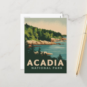 Retro Acadia National Park Bar Harbour Holiday Postcard