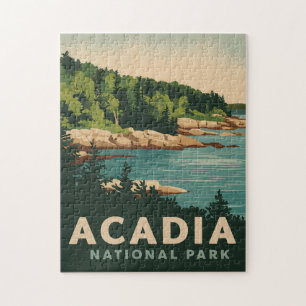 Retro Acadia National Park Bar Harbour Jigsaw Puzzle