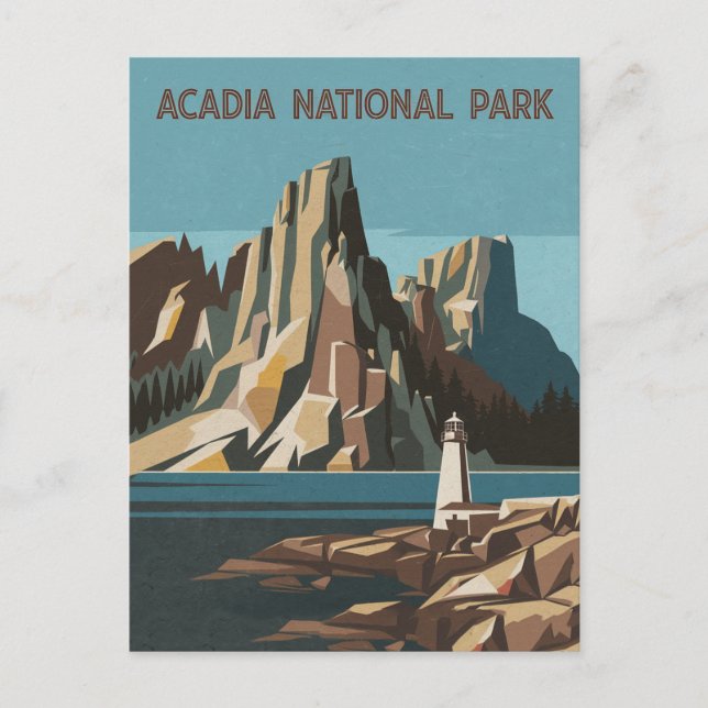 Retro Acadia National Park Landscape Postcard (Front)