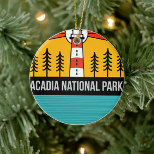 Retro Acadia National Park Maine Portland Souvenir Ceramic Ornament