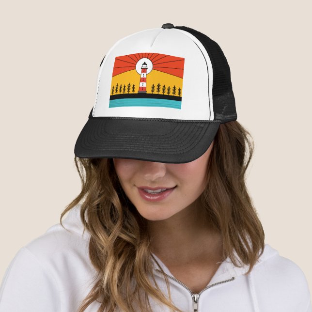 Retro Acadia National Park Maine Portland Souvenir Trucker Hat (In Situ)