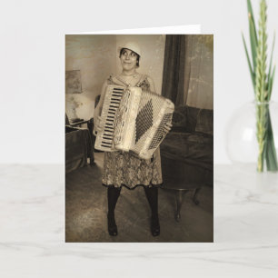 Retro Accordion Girl Card