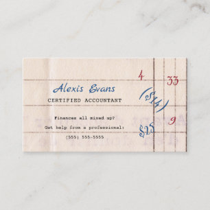 Retro Accounting Paper Mixed up Math Business Card