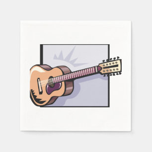 Retro Acoustic 12-String Guitar Napkin