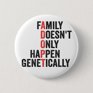 Retro Adoption Family Doesn't Only Happen Genetics 6 Cm Round Badge