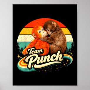 Retro Adorable Cute Baby Monkey Punch Men Women Poster