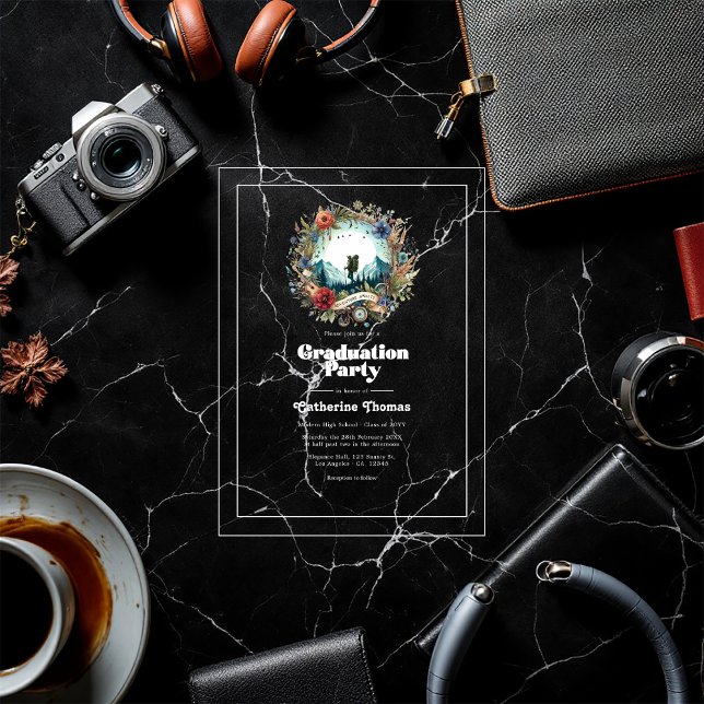 Retro Adventure Awaits Acrylic Graduation Party Acrylic Invitations (Retro Adventure Awaits Acrylic Graduation Party Acrylic Invitations)