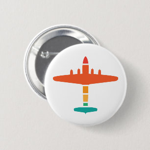 retro aeroplane 6 cm round badge