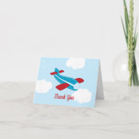 Retro Aeroplane Aviator Baby Shower Thank You Card