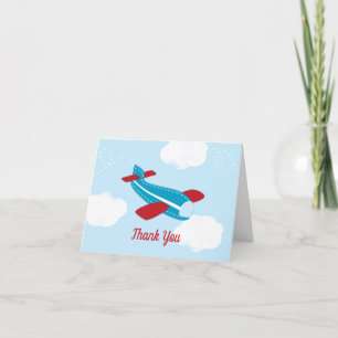 Retro Aeroplane Aviator Baby Shower Thank You Card