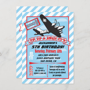Retro Aeroplane Birthday Party Invitations