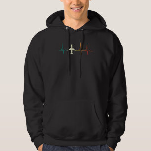 Retro Aeroplane Heartbeat Pilot Flying Cool Aviato Hoodie