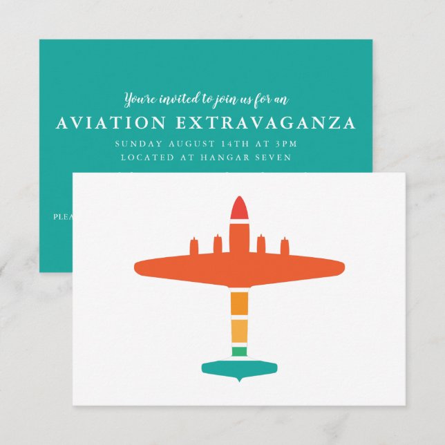 retro aeroplane invitation (Front/Back)