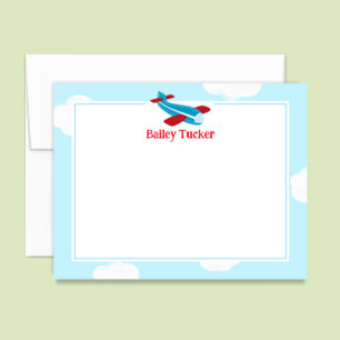 Retro Aeroplane Little Aviator Boy Stationery Card