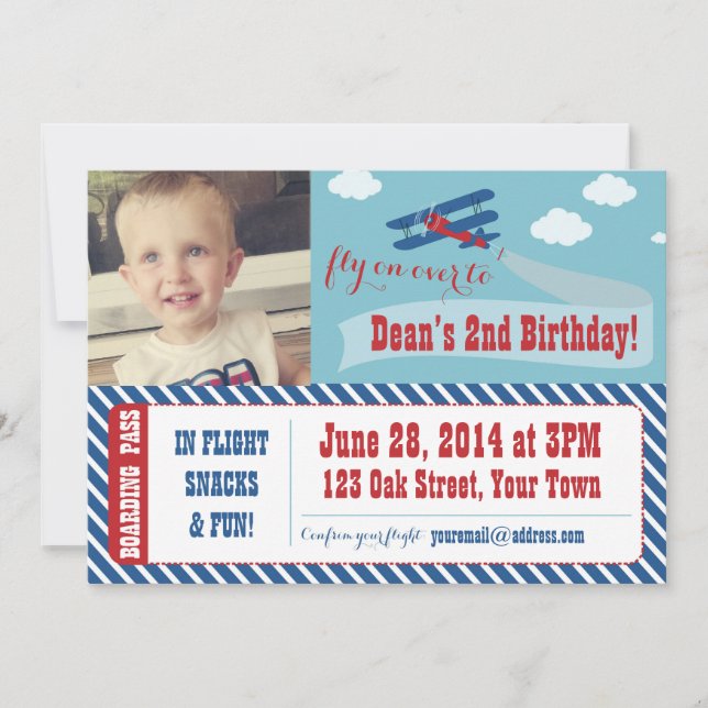 Retro Aeroplane Party Invitations (Front)
