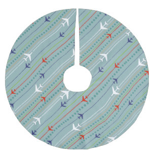 Retro Aeroplane Pattern Christmas Tree Skirt