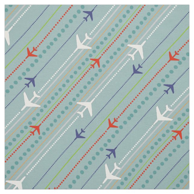 Retro Aeroplane Pattern Fabric (Swatch)