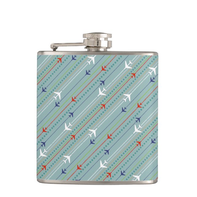 Retro Aeroplane Pattern Flask (Front)