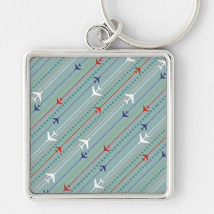 Retro Aeroplane Pattern Keychain
