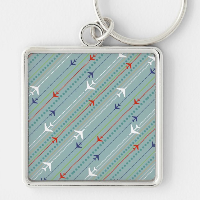 Retro Aeroplane Pattern Keychain (Front)