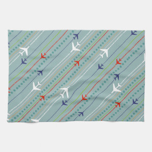 Retro Aeroplane Pattern Kitchen Towel