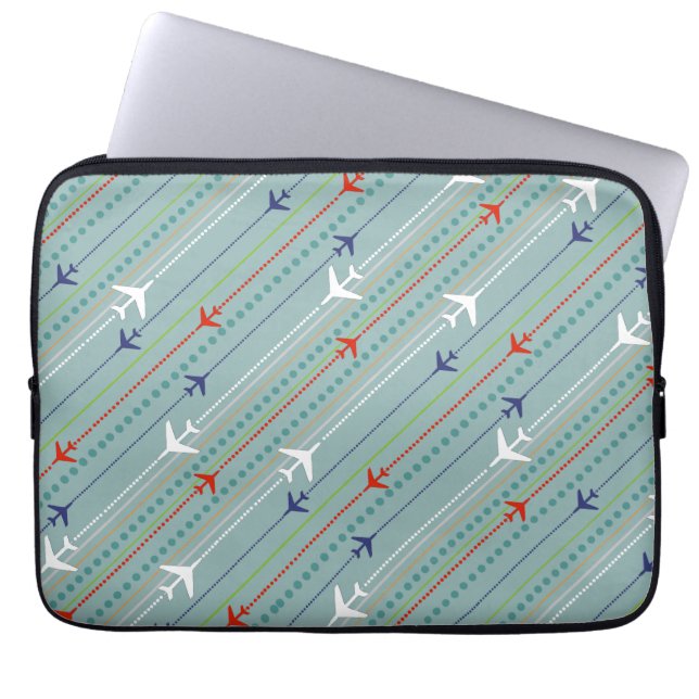 Retro Aeroplane Pattern Laptop Sleeve (Front)