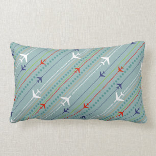 Retro Aeroplane Pattern Lumbar Pillow
