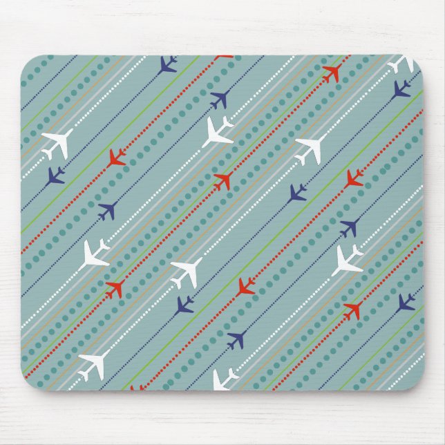 Retro Aeroplane Pattern Mousepad (Front)