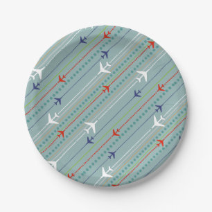 Retro Aeroplane Pattern Paper Plates