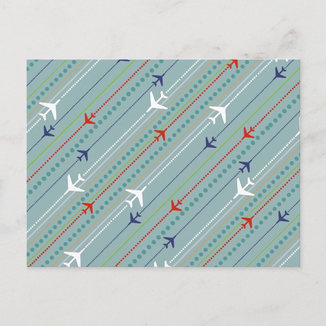 Retro Aeroplane Pattern Postcard (Front)