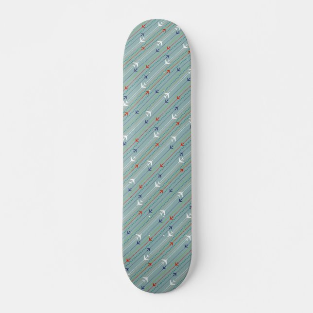Retro Aeroplane Pattern Skateboard (Front)